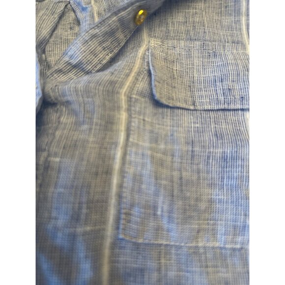 Ellen Tracy Womens Blue Striped 100% Linen Long Sleeve Pop over Shirt Medium - Picture 3 of 5